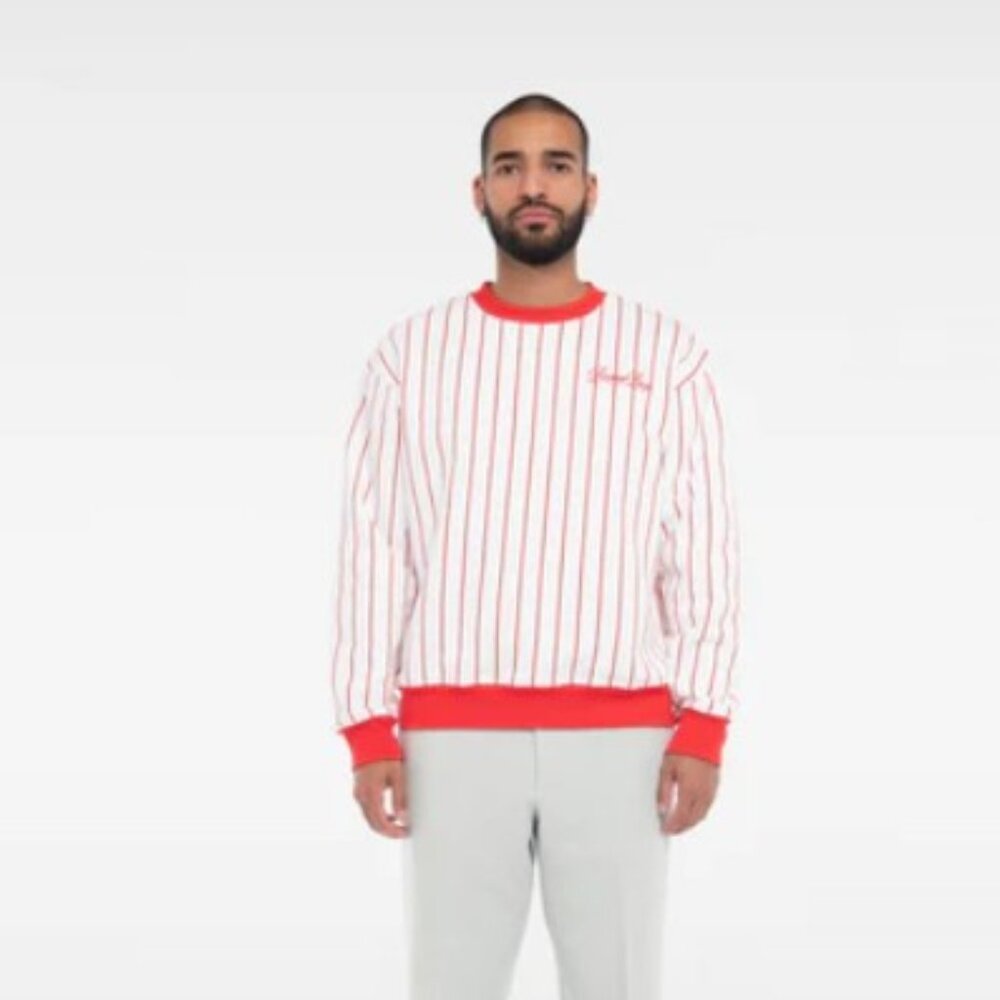 Bogey Boys Crew Neck Red Pinstripe embroidered Logo on Chest